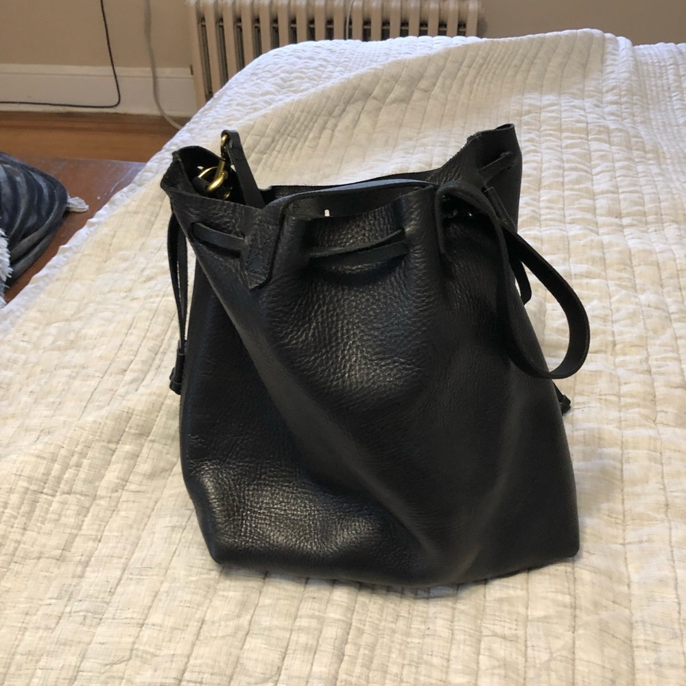 Madewell Black Leather Bucket Bag